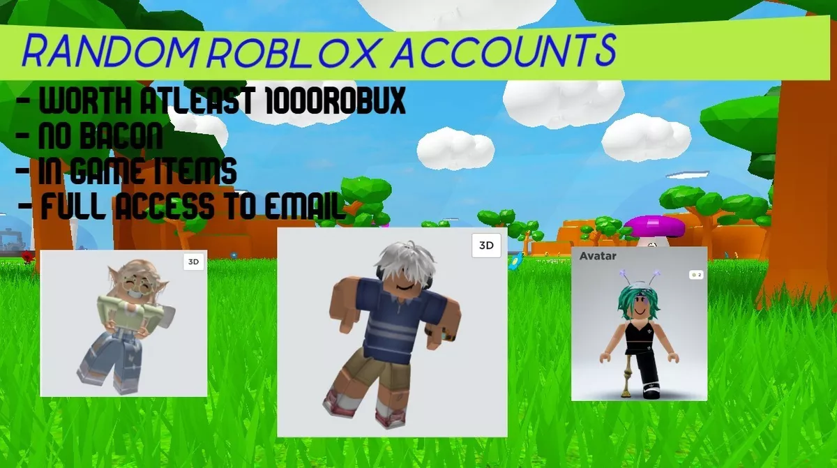 Random Roblox accounts (Worth 1000 to 20000 robux) Read