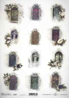 Reispapier A/4 für Decoupage Scrapbook Blatt - Türen