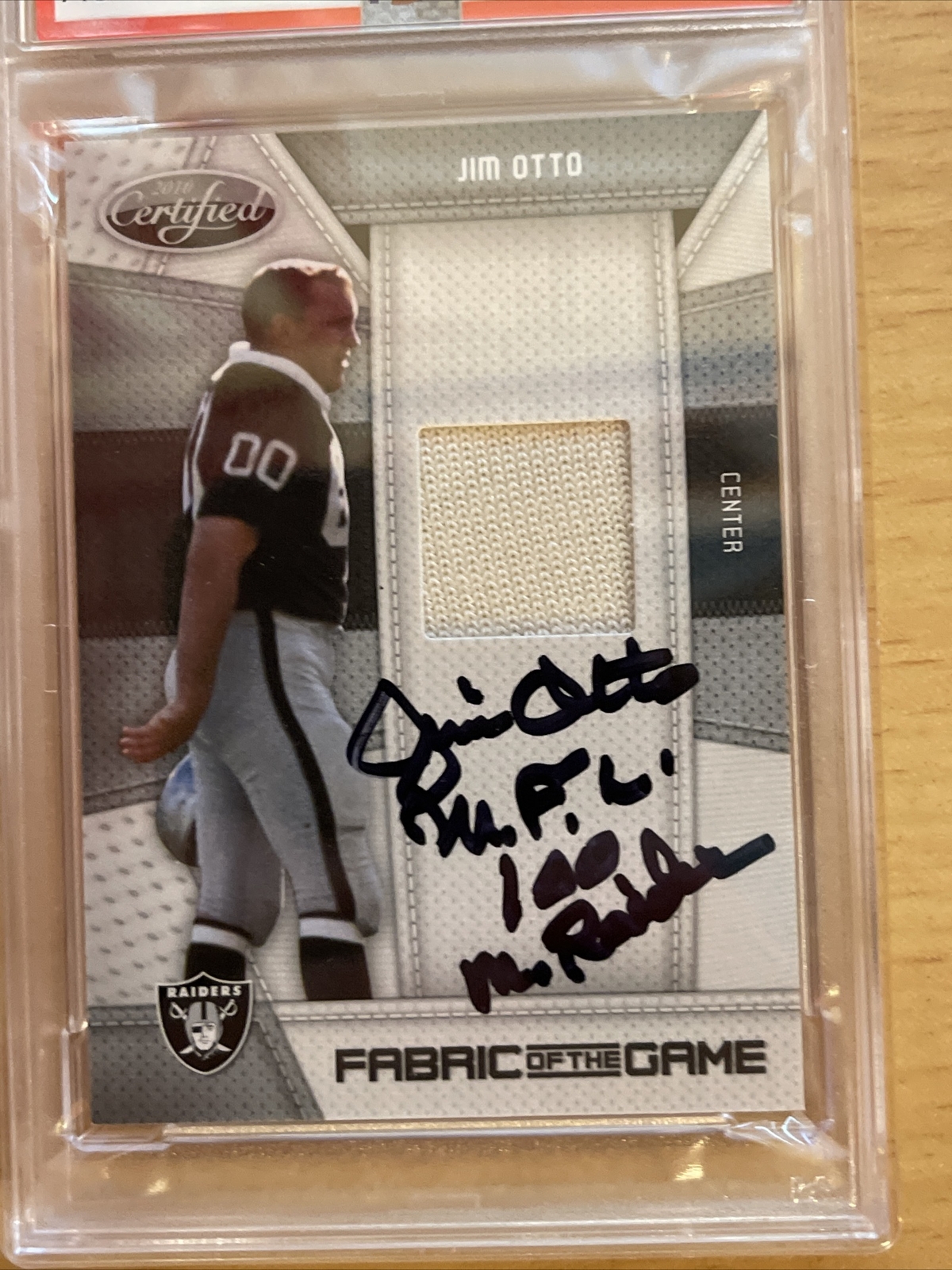 JIM OTTO SIGNED PANINI GAME WORN PATCH CARD NFL100 MRRAIDER 98/250PSA/DNA MINT 9 view 5