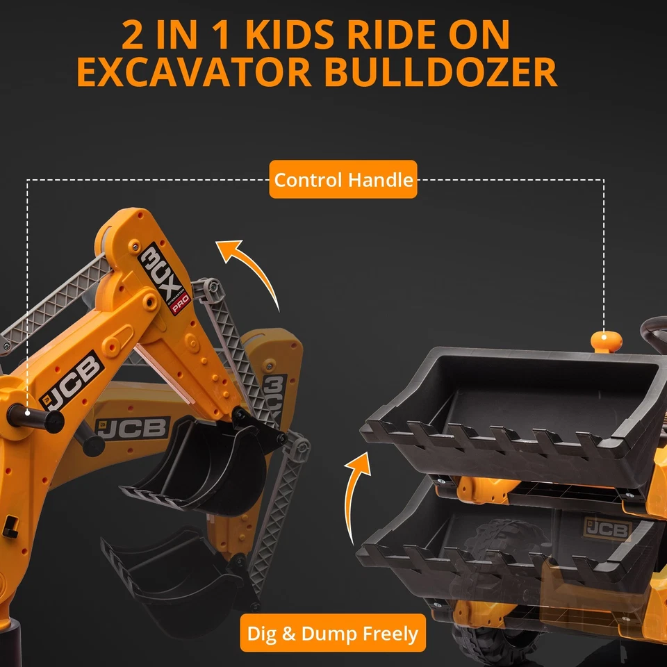 4 in 1 Ride on Excavator & Bulldozer Kids Electric Vehicle & Remote Control Toy - Image 3 of 4