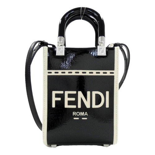 FENDI Pequin Pattern Mini Boston Bag Handbag in Excellent