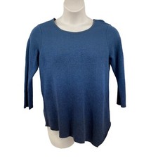 Simply Vera Womens Teal Sweater Size Large 3/4 Sleeve Pullover Metallic Accent