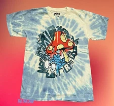 New The Smurfs Tye Die Lazy Smurf No Stress Mens Vintage T-shirt