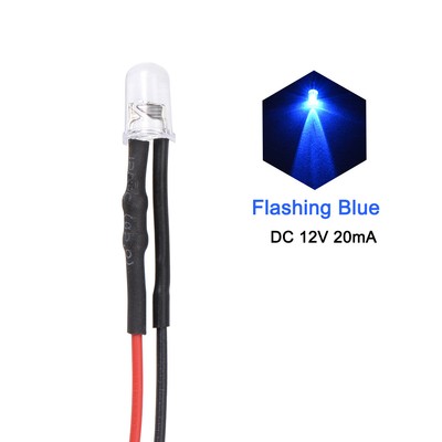 Red Led 3 Mm 100pcs 3mm Red Blue Flash Flashing 9V 12V DC Pre-Wired ...