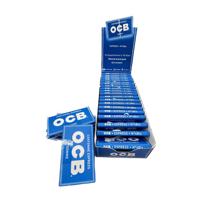 DISPLAY 25 Heftchen à 100 Blättchen Zigarettenpapier OCB Blau Gummizug