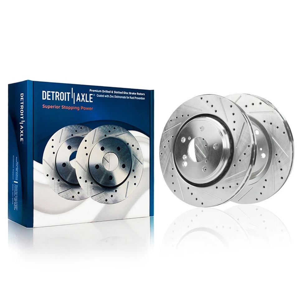 10pc Front Rear Drilled Brake Rotors and Brake Pads for 2019-2023 Honda Passport - Image 3 of 4