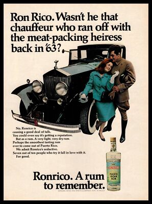 1967 Ronrico Puerto Rican Rum 1955 Rolls Royce ''A Rum To Remember'' Print Ad