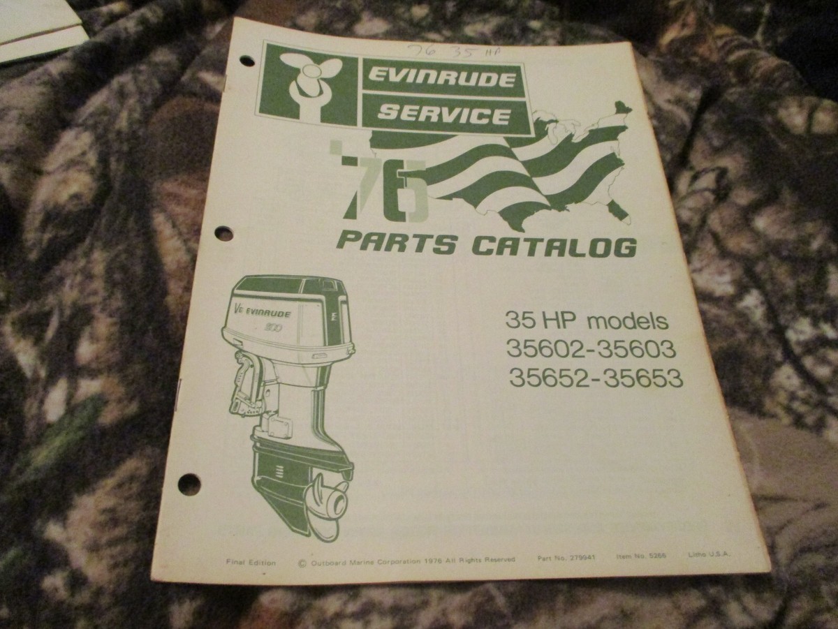 はに。 1976 Evinrude 35 hp 35602 35603 35652 35653 Outboard Parts Catalog