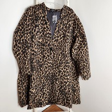 Torrid Coat Womens Size 5 5x 28 Leopard Print Wool Blend Single Button Car Style