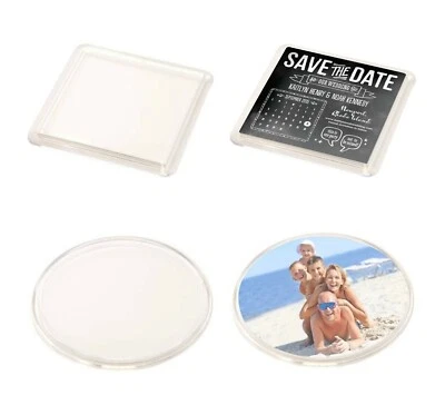 Plastic Coaster Blanks Square Round Clear Acrylic 80mm Crafts Photo Cross Stitch - Image 1 of 3