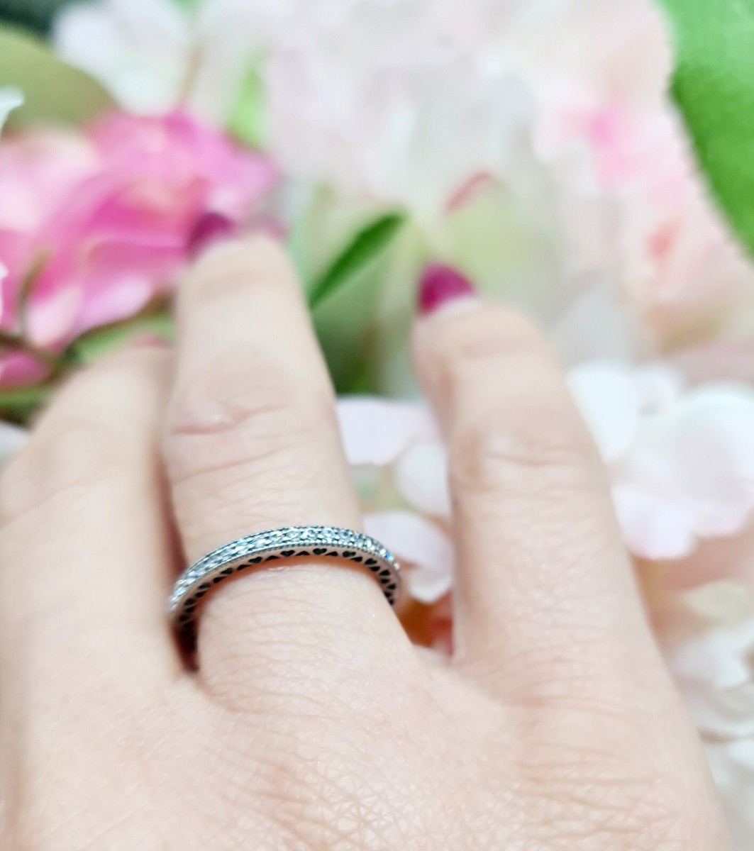 GENUINE PANDORA Hearts Eternity Ring 190963CZ Size L
