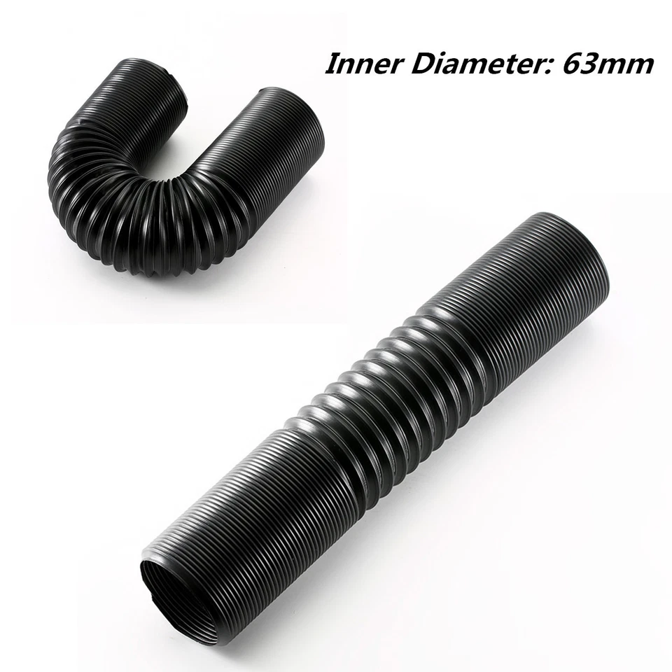 Kit de tubo de manguera flexible de admisión de aire frío extensible de refrigeración de 2,5 pulgadas 63 mm negro Foto 4 de 4