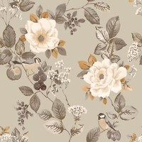 Floral Trails Bramble Tapete 2301 Beige VolksvöGel BläTter Blumen Belgravia