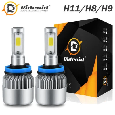 RIDROID H11 LED Headlight Super Bright Bulbs Kit 300000LM HI/LO Beam 6000K New