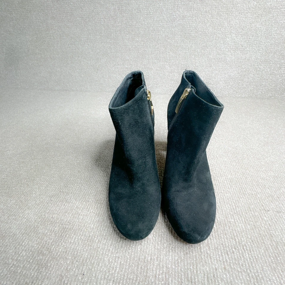 kate spade Cirra Boots Womens 6.5 Black Suede booties Gold Studded Block Heels - Image 3 of 4