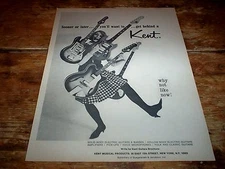 KENT GUITAR / AMPS ( MOD model ) ORIG 1960's U.S. Vintage magazine PROMO Ad NM-