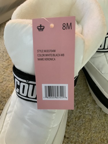Juicy Couture Veronica Damen-Winterstiefel weiß mit schwarzem Plateau Größe 8 neu mit Etikett - Bild 10 von 11