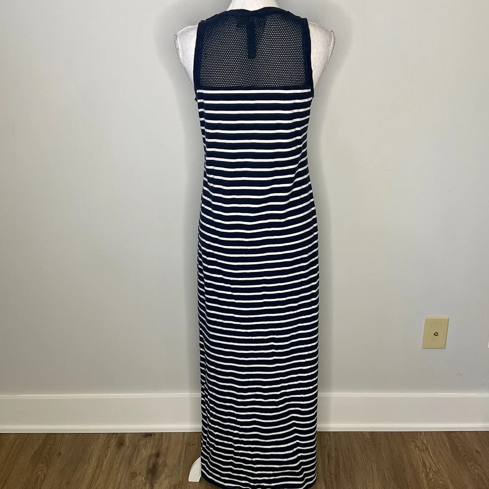 Ralph Lauren Active Womens Maxi Dress Blue White Sleeveless Cotton Size Small - Image 2 of 4