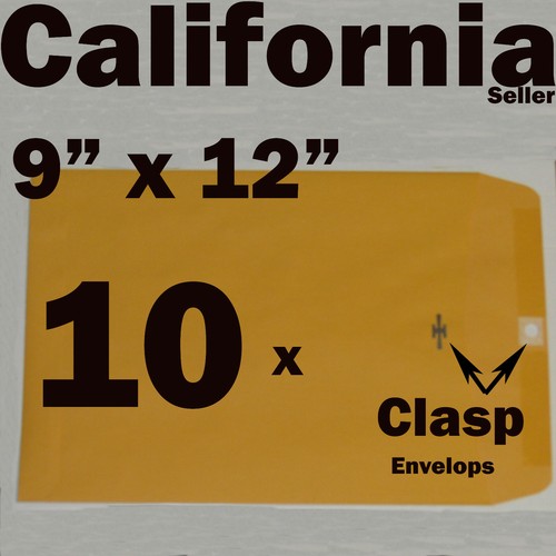 10 Manila 9" x 12" Clasp Kraft Catalog Mailing Envelopes Brown 9" Self
