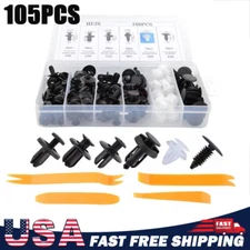 100pc + 4Tool Bumper Clips Auto Car Hole Plastic Rivets Fastener Fender Push Pin