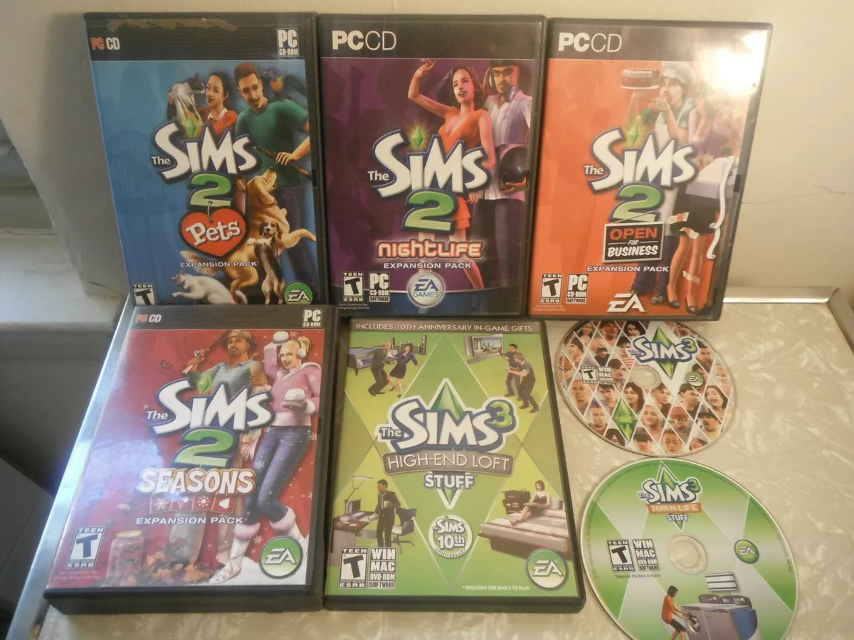 Lot of 7 The Sims And The Sims 2 PC Games And Expansion Packs