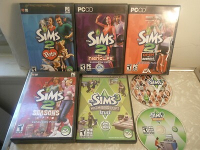 The Sims 2 & 3 PC CD Win Mac Games & Expansion Pack Lot of (7) games!