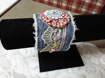 New Handmade Light Blue Denim Fringed Bracelet, 8 display picture 1