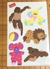 1 Mrs Grossmans Fabric Stuffed Animals Stickers Monkey Rabbit Dog Lion Elephant