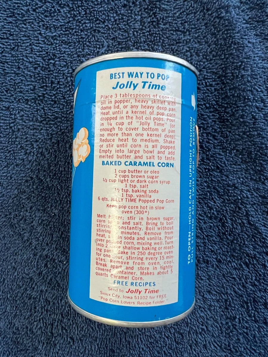 1980s JOLLY TIME Sample White Hulless POP CORN, Unopened 10 oz Can