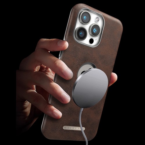 Custodia classica magnetica in pelle vista logo da uomo per iPhone 16 Pro Max 15 14 13 12 - Foto 4 di 20