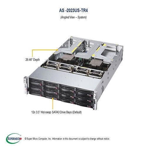 Supermicro AS-2023US-TR4 Server + 2x AMD EPYC 7642 CPU , 256GB / 512GB / 1TB RAM - Picture 4 of 9