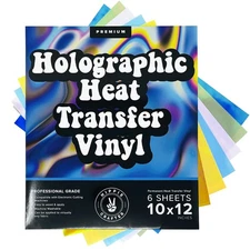 Holographic Permanent Vinyl HTV 6 Premium Iridescent Opal Sheets Heat Transfe...