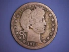 1914-S BARBER QUARTER__RARE SILVER COIN__SEMI KEY LOW MINTAGE GOOD DETAILS