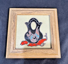VINTAGE Framed Hand Painted Ceramic Tile by Cleo Teissedre Arizona Made in USA