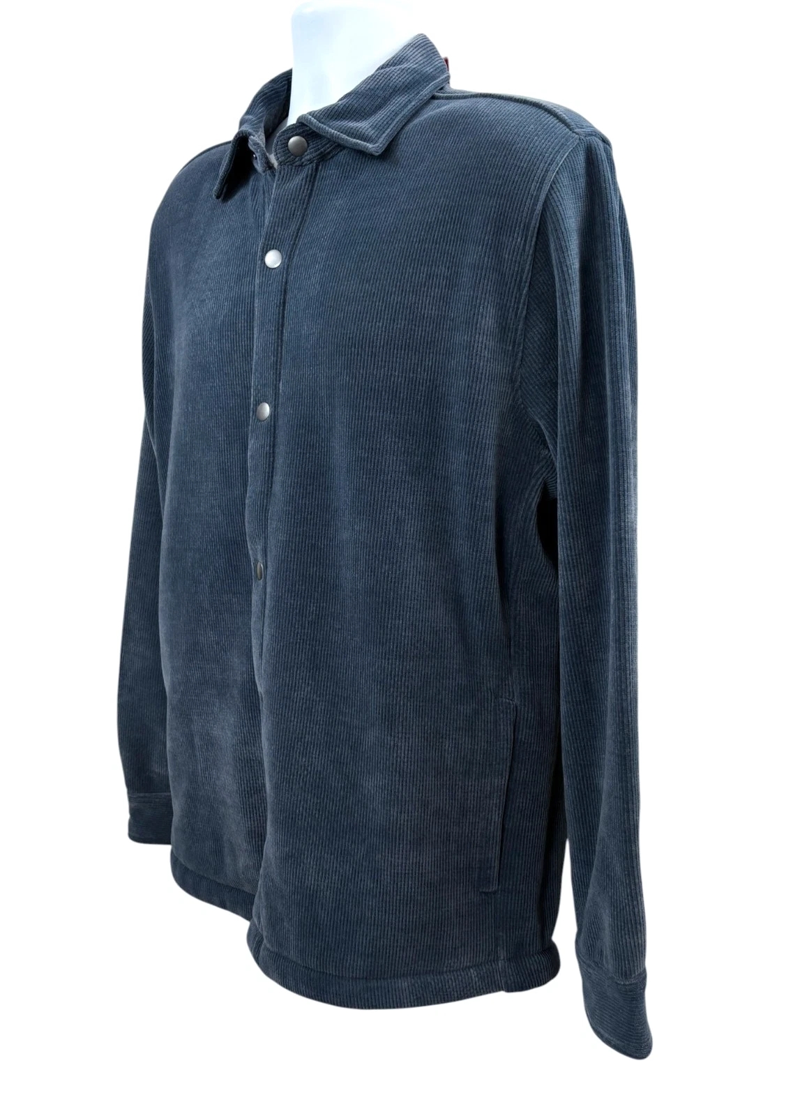 Copper & Oak Mens Shirt Jacket Medium Blue Ribbed Stretch Shacket NWT - product detail image 4