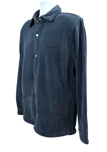 Copper & Oak Mens Shirt Jacket Medium Blue Ribbed Stretch Shacket NWT image 4