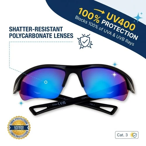 Black & Blue Kids Childrens Wraparound Sunglasses Girl Boy Shades Glasses UV400 - Picture 2 of 8