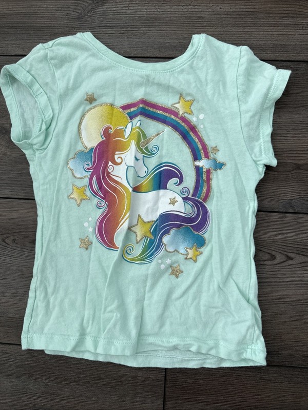 Girls Blue Unicorn Shirt - Children’s Place - Size 5/6
