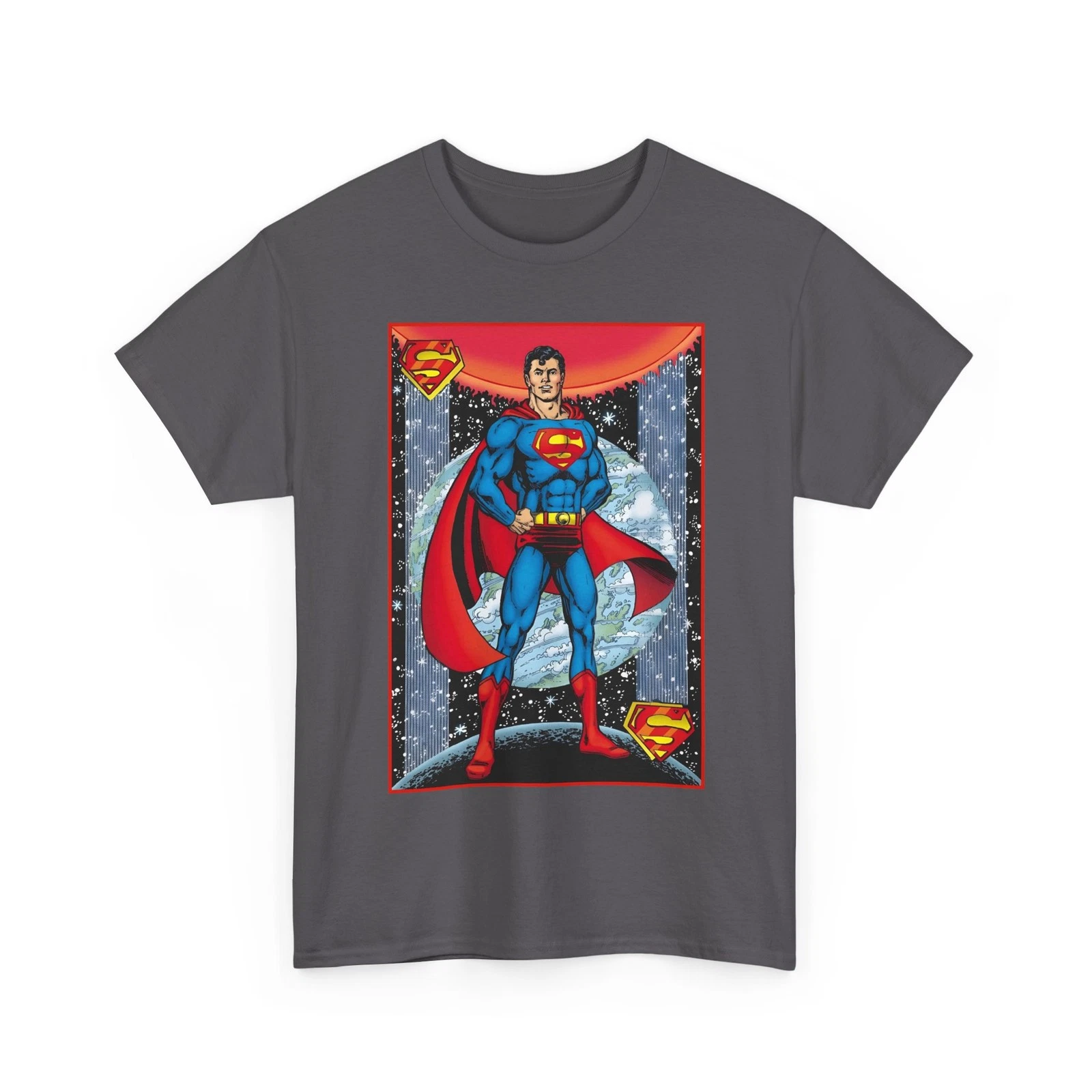Superman T-Shirt - George Perez Justice League Postcard Art - DC Comics - 1980s