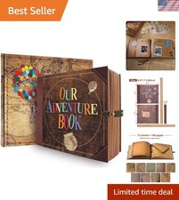 Our Adventure Book Scrapbook Photo Album Retro Style Embossed Letter Cover Tr...
