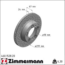 2x Zimmermann 460.1528.20 Bremsscheibe für PORSCHE BOXSTER CAYMAN 987 986