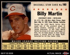 1961 Post Cereal #190 Billy Martin  Hand cut - No sale mention Reds 4 - VG/EX