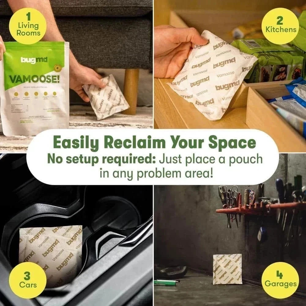 Vamoose, Rodent Pouches, Plant-Powered Rat, Works Anywhere 1 Pack, 4 Pouches