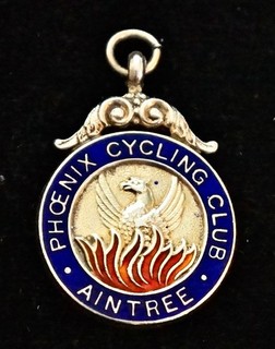 16.9gm Sterling Silver Cycling Fob Medal. Phoenix Cycling Club Aintree 1958.