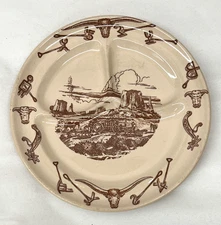 Vintage Wallace China El Rancho Grill Plate Western Cowboy Diner Ware 9 1/2"