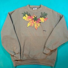 vintage 90s leaf graphic oklahoma leaves faded worn in pullover sweatshirt