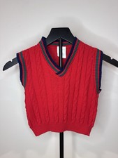 Vintage Cable Knit Holiday Pullover Sweater Vest Kids 3T Made In USA Christmas