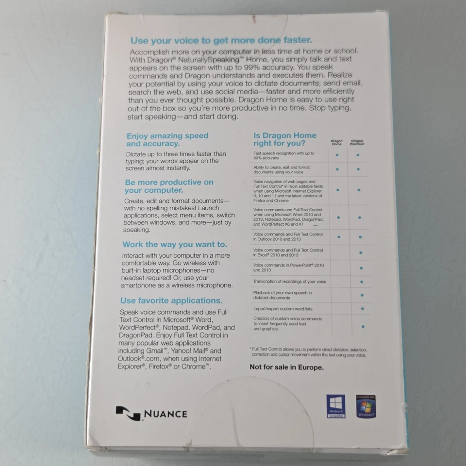 Nuance Dragon Naturally Speaking 13 Home Speech Recognition Software -BOX DAMAGE - Image 2 of 4