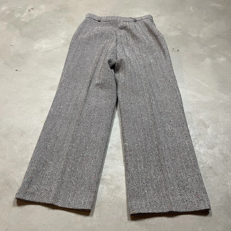 Vintage 70s Bobbie Brooks Wide Leg Bottom Pants Tweed Herringbone 28x24 Size 11 - Image 2 of 4