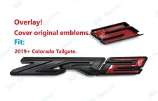 OVERLAY Cover 1PC Matte Black Red Rear Tailgate ZR2 Letter Emblem 2019+ Colorado
